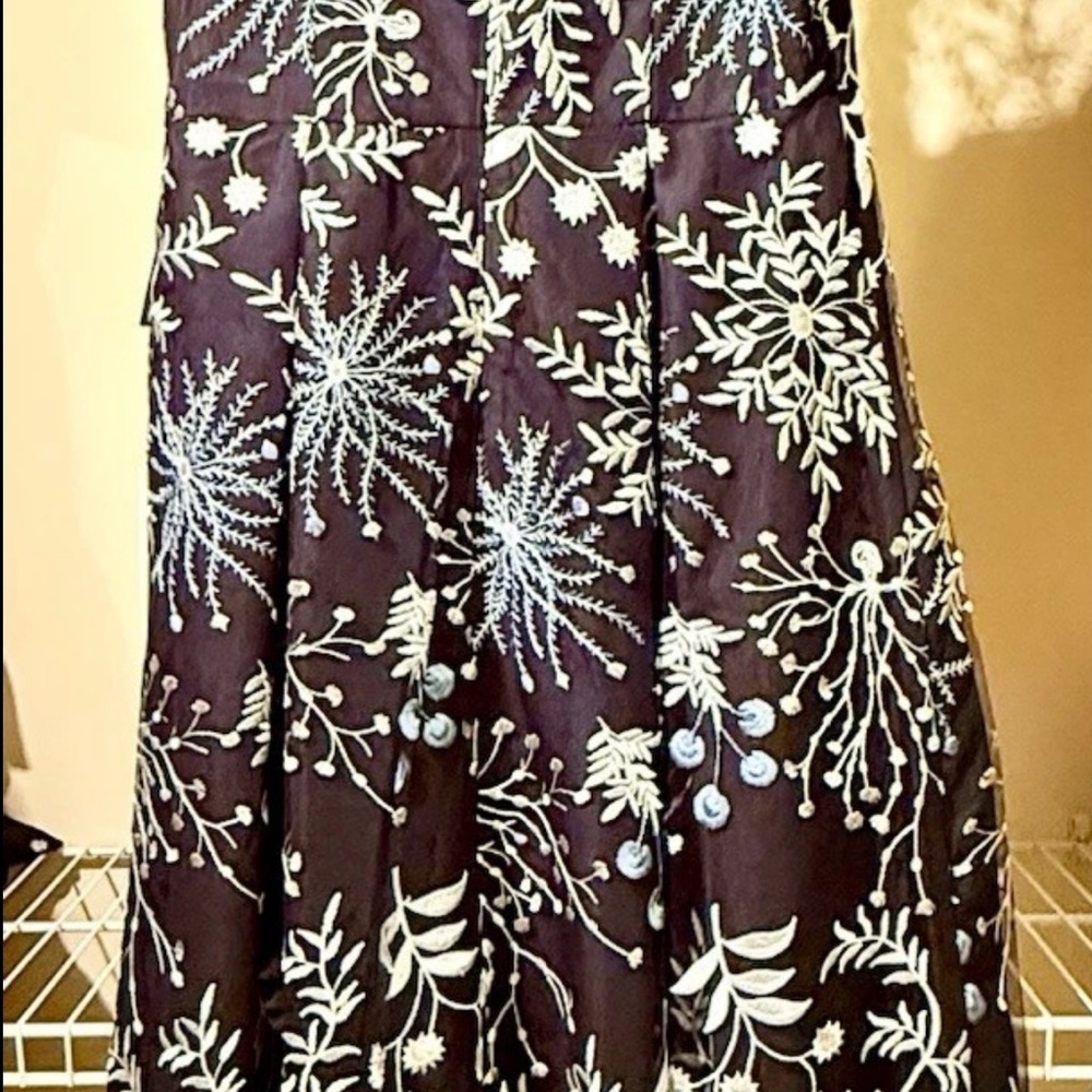 Adrianna Papell Women Black Blue Embroidered Lace Fit Flare Midi Dress Size 0 - Picture 13 of 16